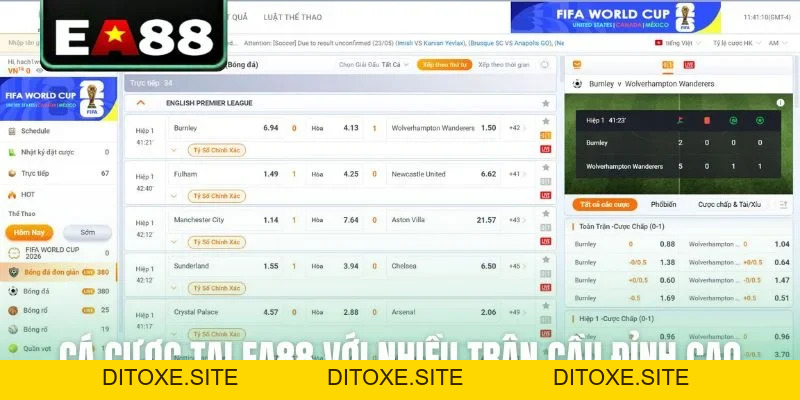 Thể Thao EA88: Sân Chơi Cá Độ Đẳng Cấp Và Chuyên Nghiệp - DITOXE