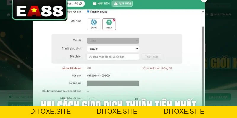 Bật Mí 2 Cách Rút Tiền EA88 Nhanh Chóng Và An Toàn - DITOXE