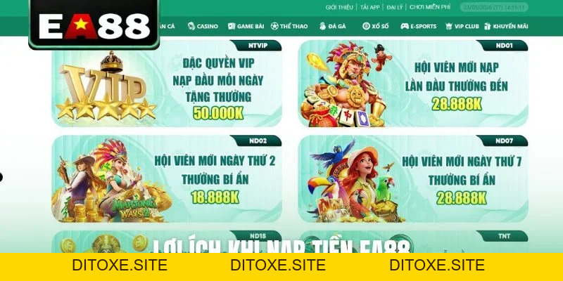 Hướng Dẫn Các Bước Nạp Tiền EA88 Siêu Tốc Trong 2 Phút - DITOXE