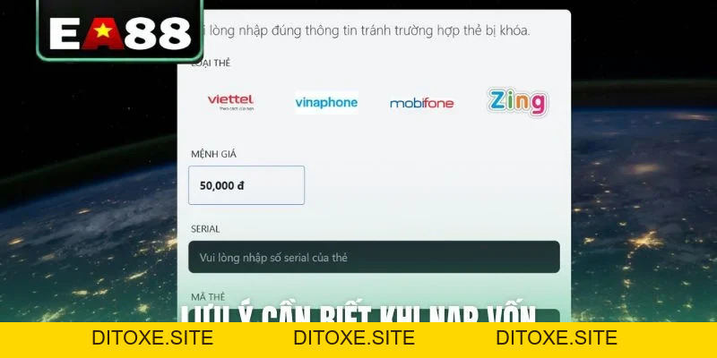 Hướng Dẫn Các Bước Nạp Tiền EA88 Siêu Tốc Trong 2 Phút - DITOXE