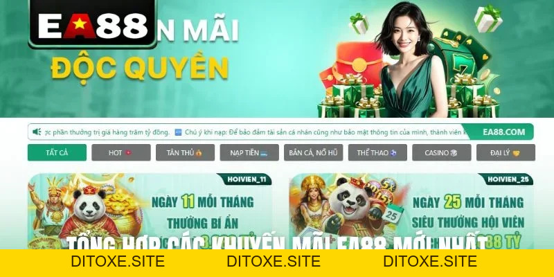 Tổng Hợp Khuyến Mãi EA88 Mới Nhất Dành Cho Thành Viên - DITOXE