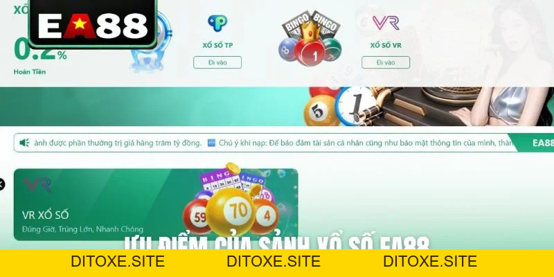 Xổ Số EA88 - Sảnh Cược Lô Đề Trực Tuyến Thưởng Hậu Hĩnh - DITOXE